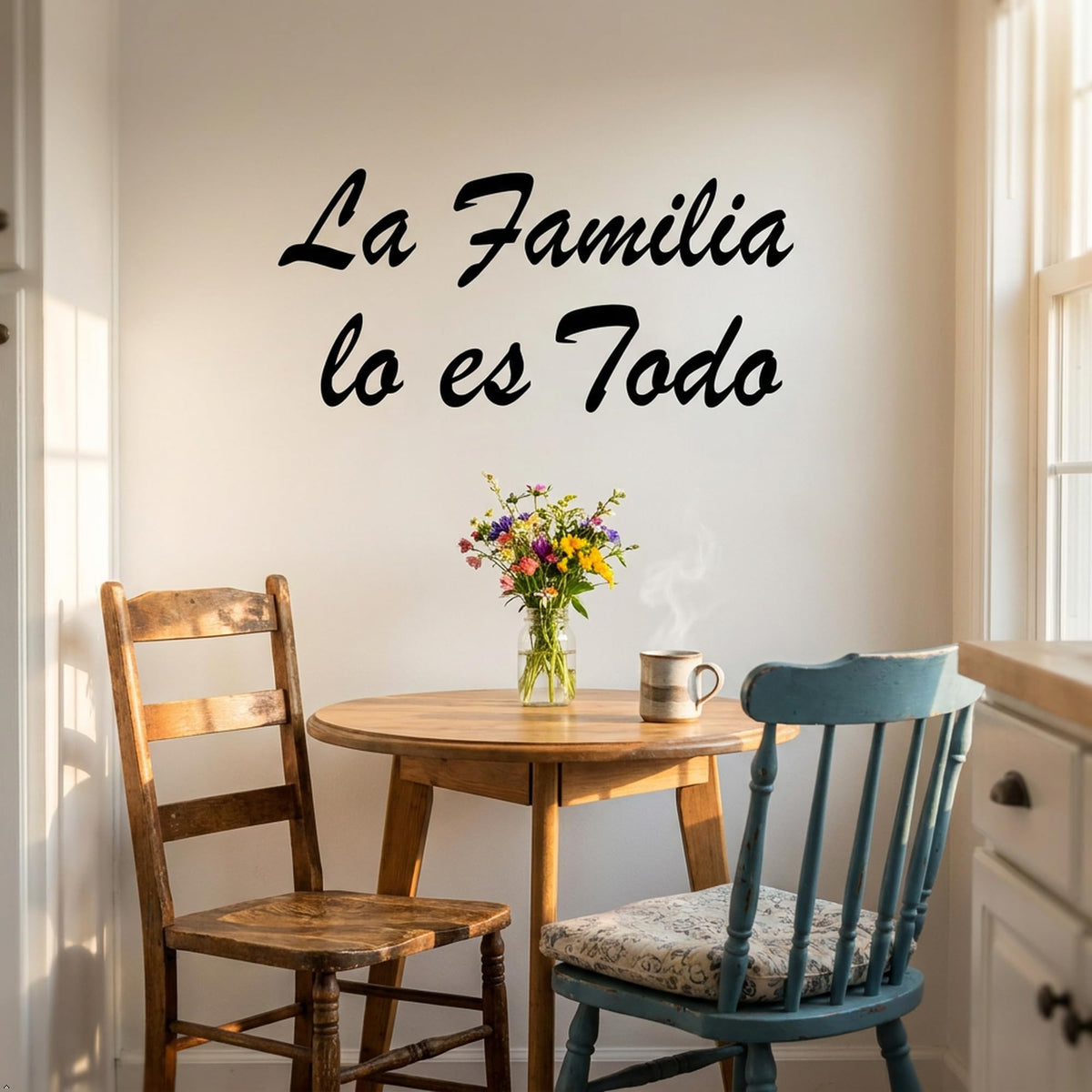 Picniva Matte Family is Everything Spanish Vinyl Wall Decal Love (Black, 30''Width)