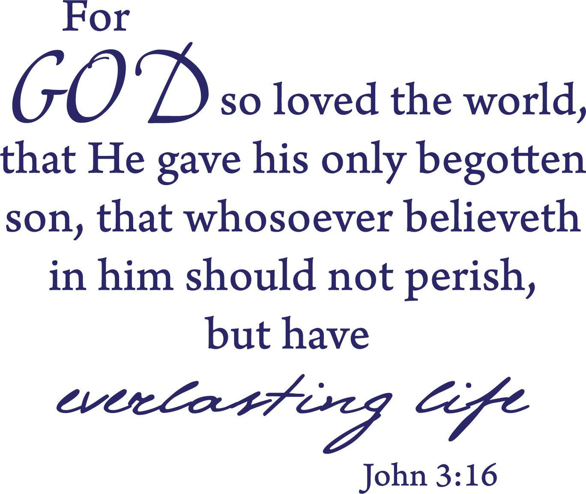 Decaltor John 3:16 Bible Verse Wall Decal, Home Decor