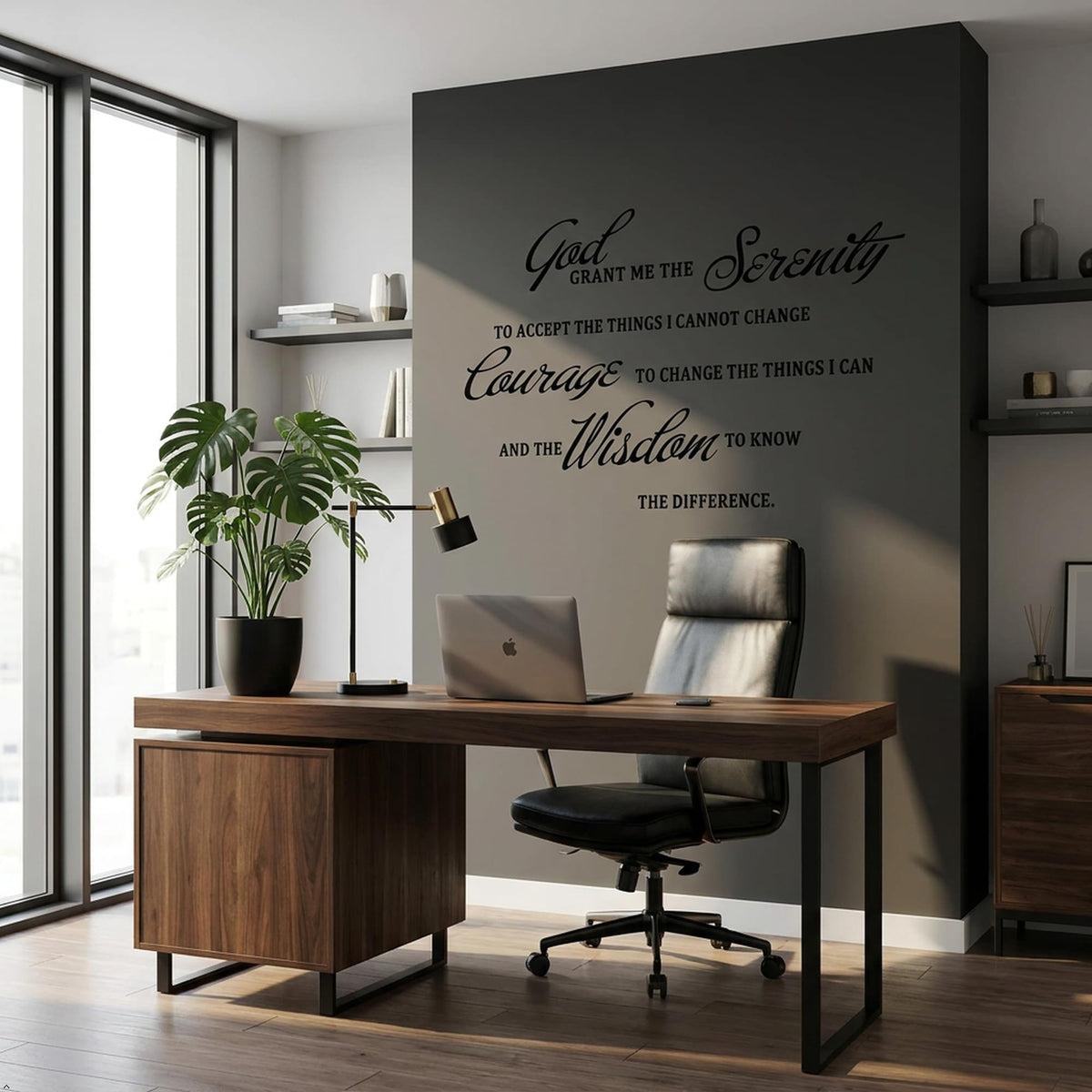 Picniva Serenity Prayer Vinyl Lettering Wall Decal, Black, 15 x 22 inches