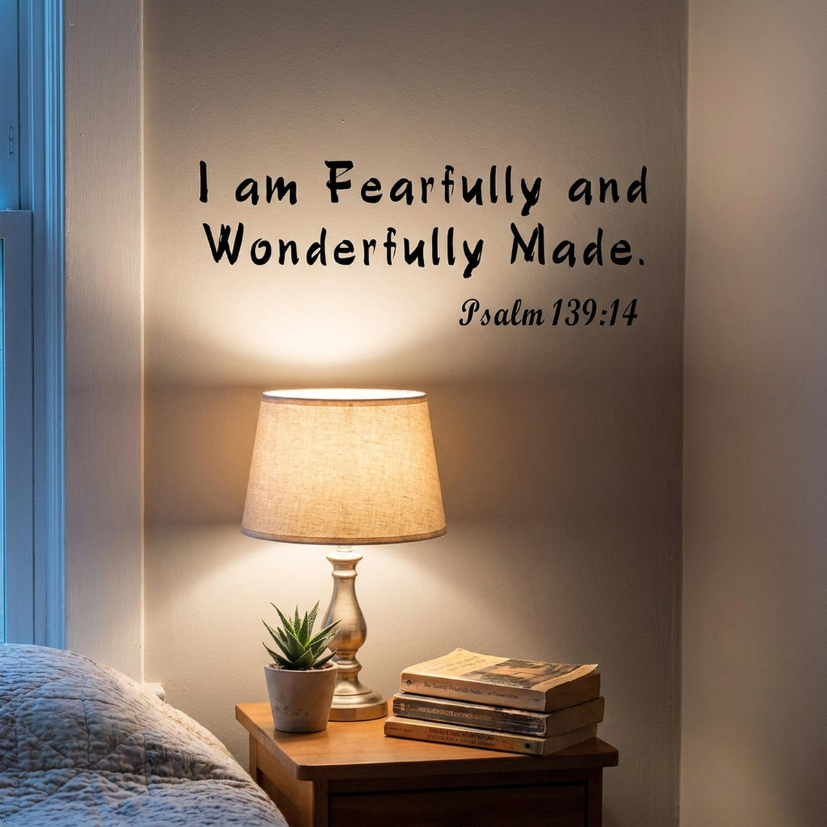 Picniva Fearfully and Wonderfully Made Psalm 139 Wall Decal (Black, 40'' Width)