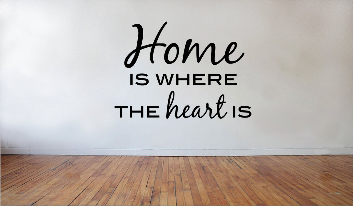Picniva Matte Black Home is Where the Heart Vinyl Wall Decal Family Love