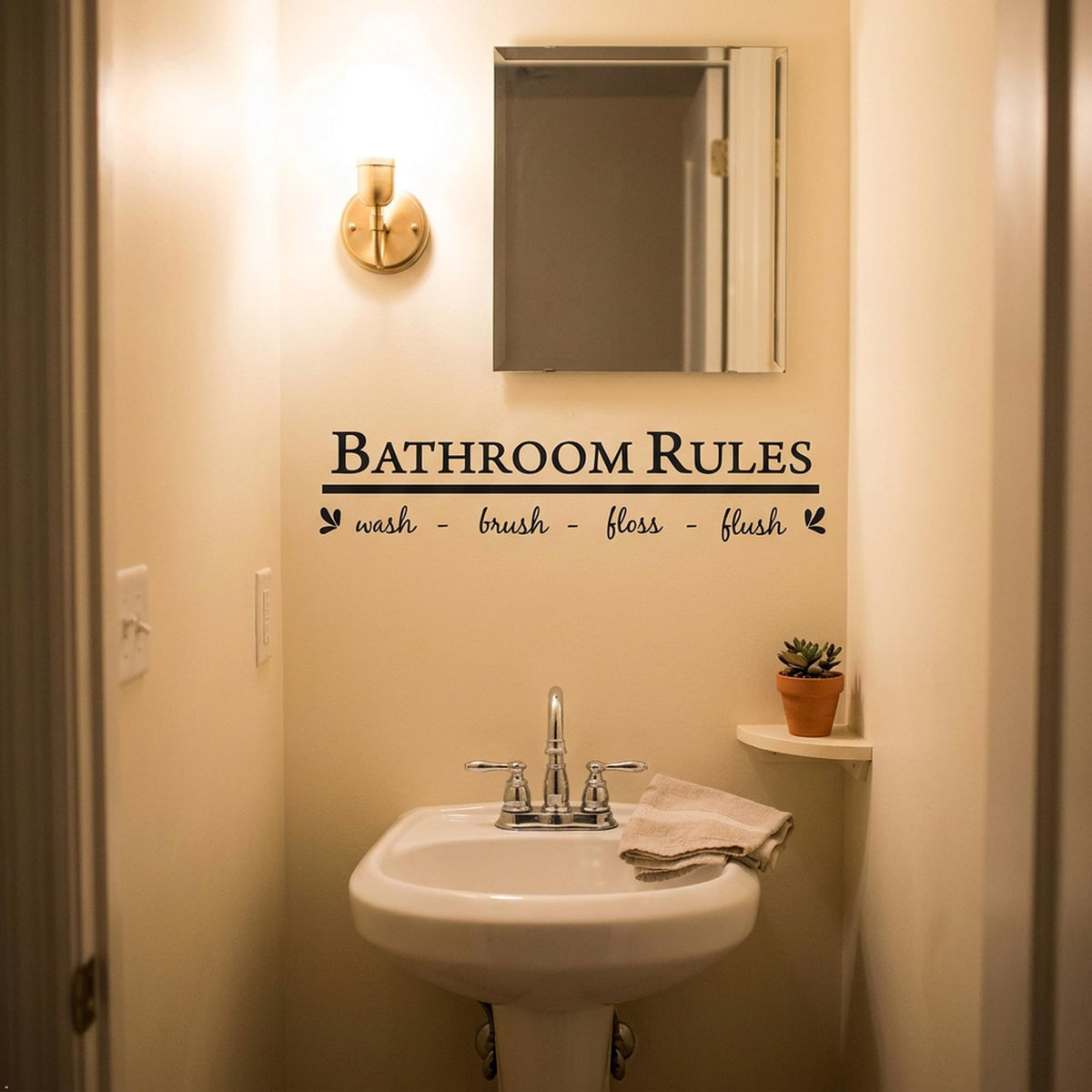 Decaltor Bathroom Rules Vinyl Wall Decal, Black, 22 x 6 in, Home Decor