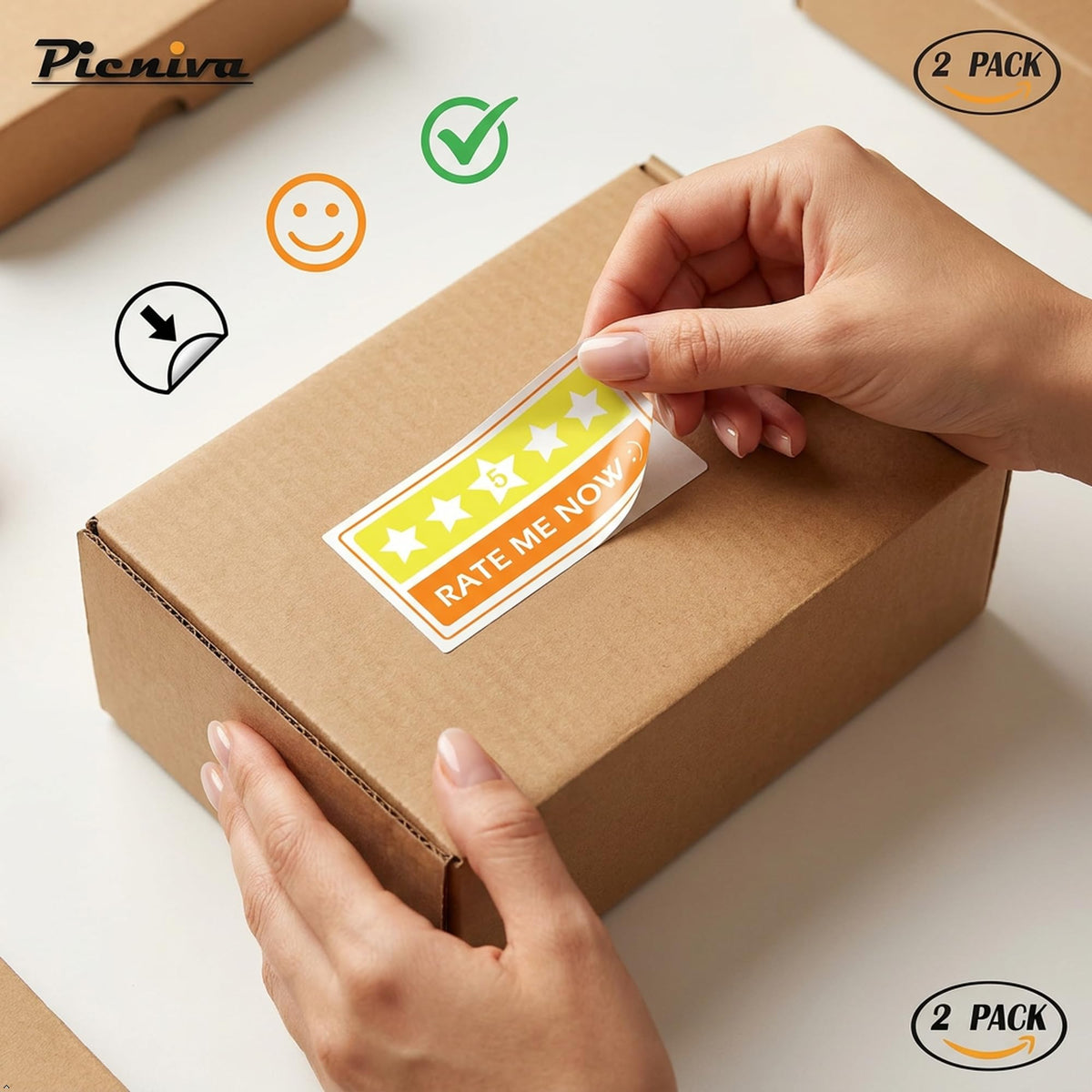 Picniva Rate Me Now Taxi Stickers, 2 in, Two Pack