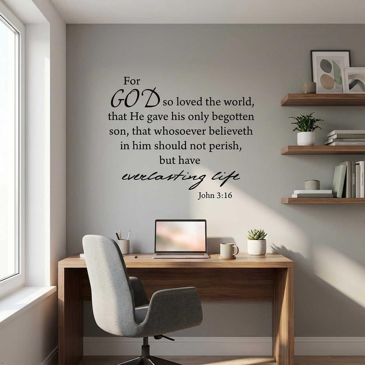 Decaltor John 3:16 Bible Verse Wall Decal, Home Decor