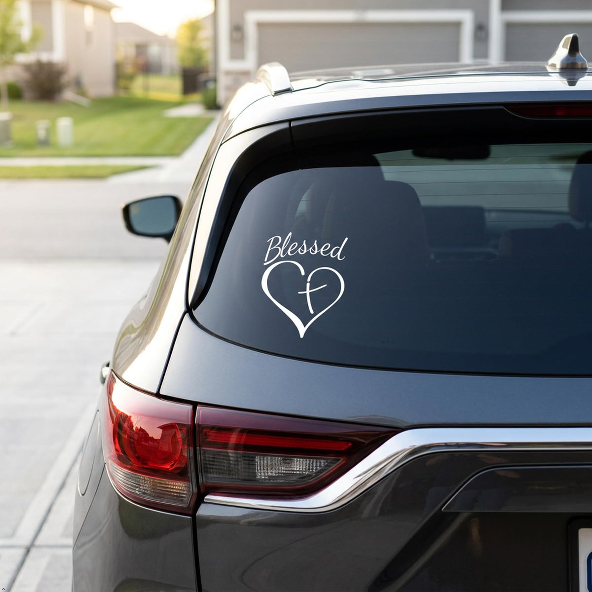 Decaltor Blessed Cross Heart Vinyl Decal