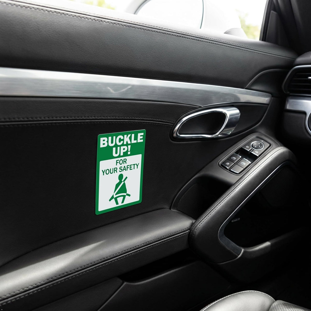 Picniva Buckle Up Safety Sign Decals, 15 in, Two Pack
