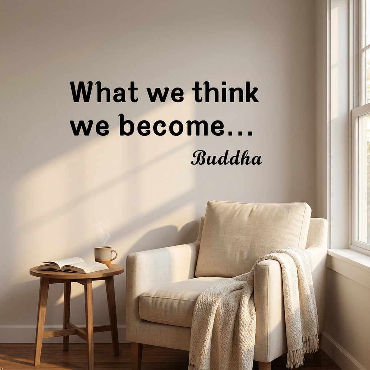 Picniva What We Think Become Buddha Vinyl Wall Decal Quote (Black, 40''Width)