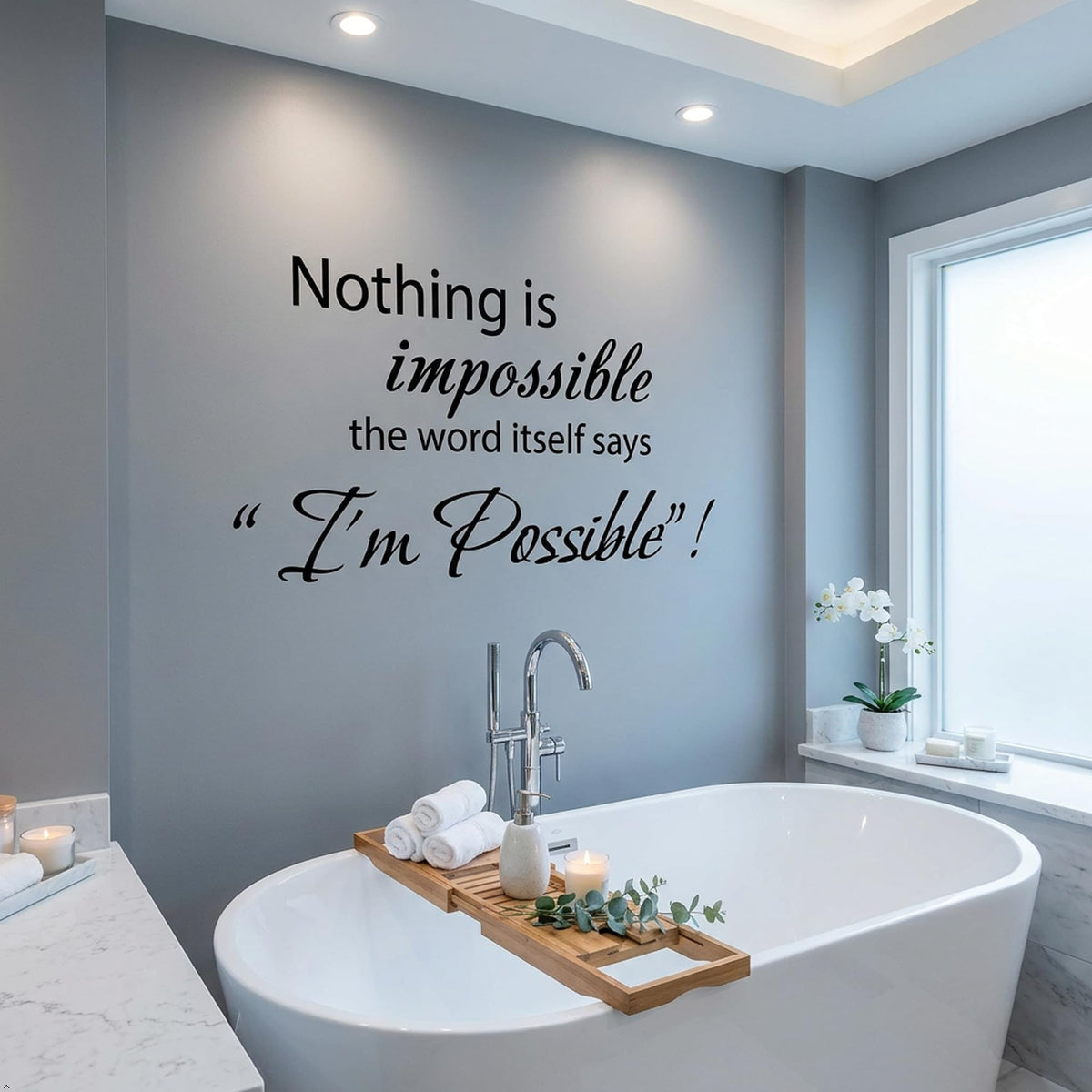 Picniva Nothing Is Impossible Quote Wall Decal, Inspirational Typography