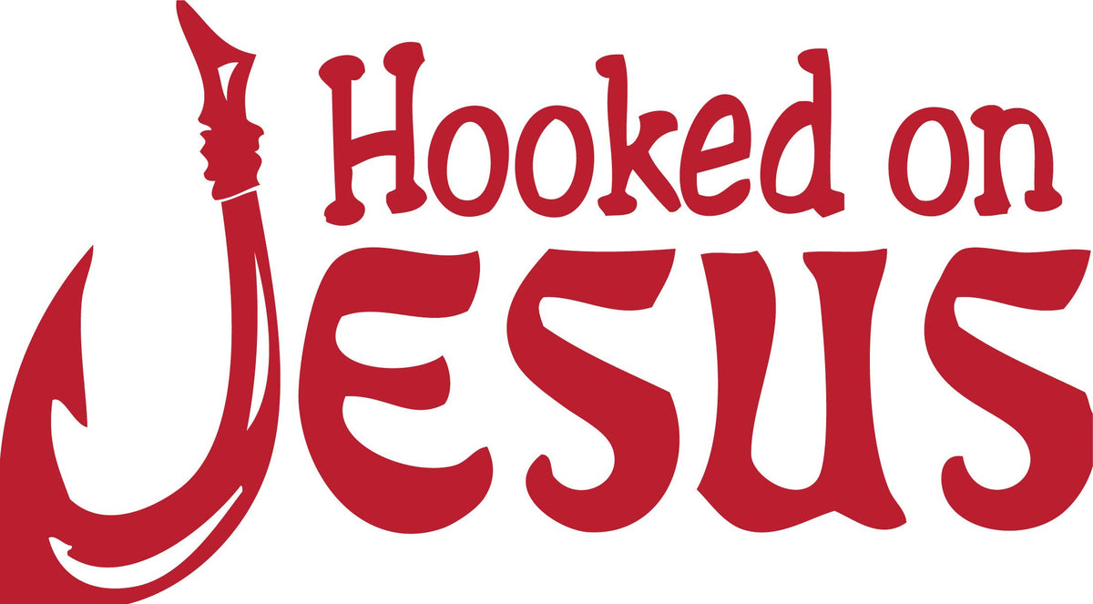 Decaltor Hooked on Jesus Vinyl Decal for Car Window Laptop, 5 in