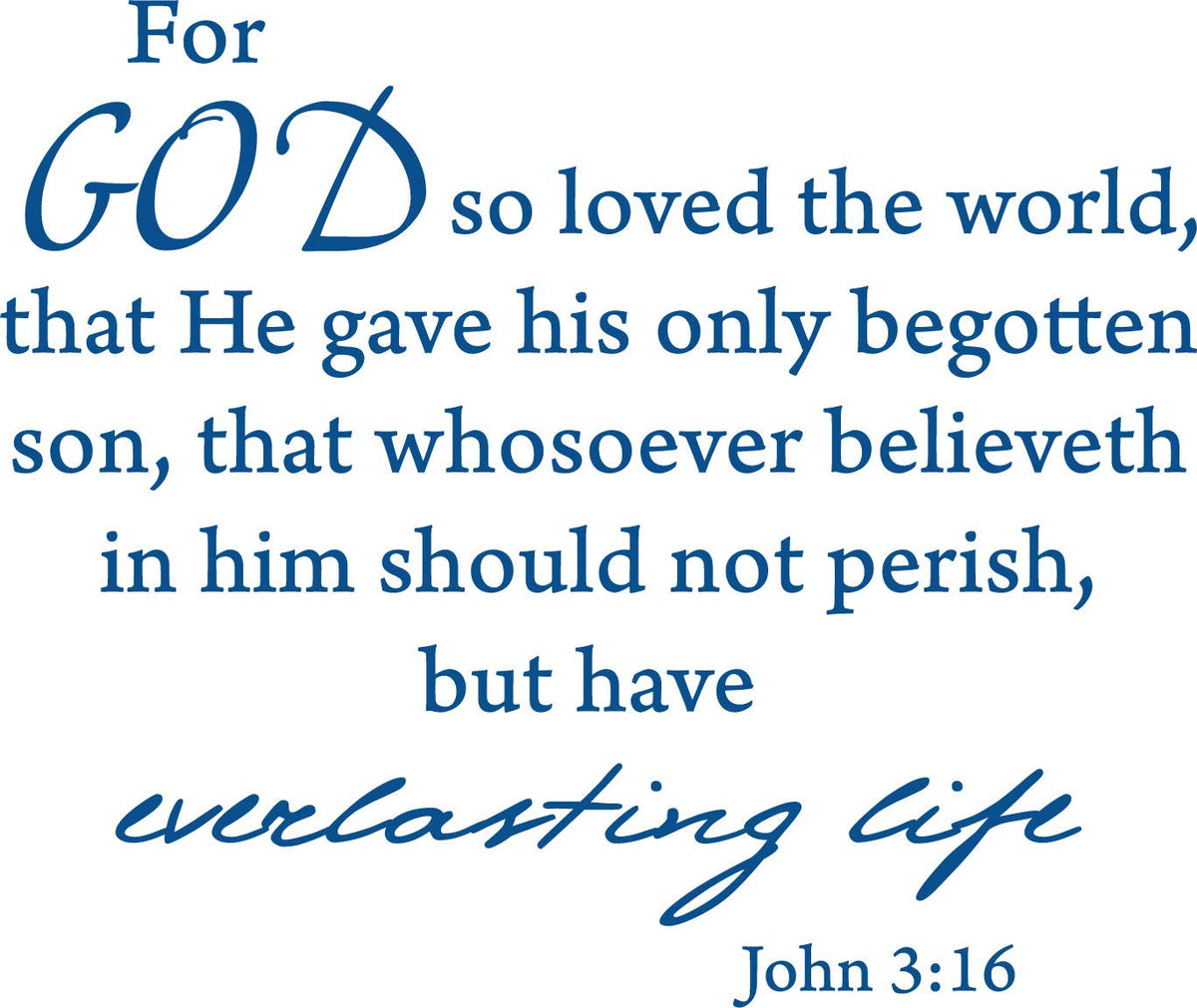 Decaltor John 3:16 Bible Verse Wall Decal, Home Decor