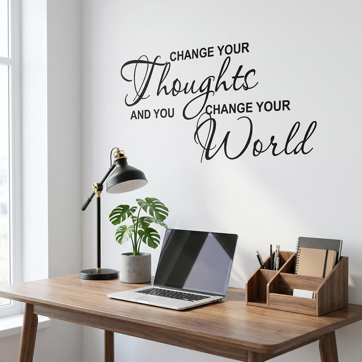 Picniva Change Your Thoughts and You Change Your World Wall Decal - Motivational Quote Vinyl Sticker for Office, Classroom, and Home Decor