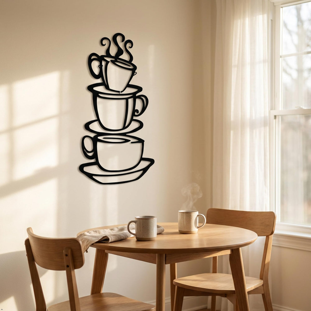 Picniva Coffee Cup Removable Vinyl Wall Decal for Kitchen, Black, 15 x 8 in