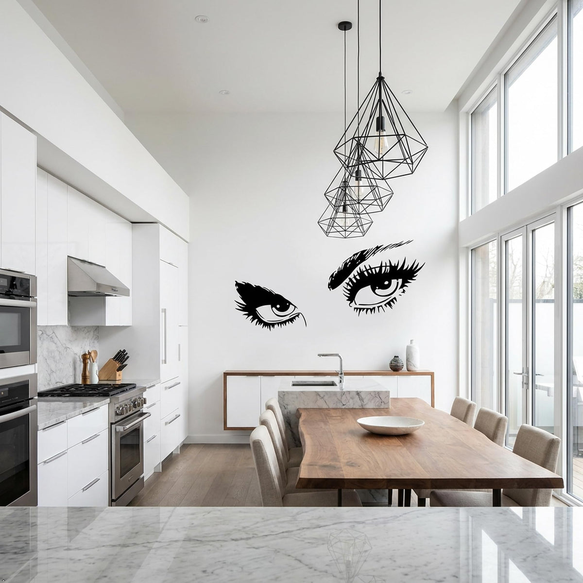 Decaltor Beautiful Eyes Vinyl Wall Decal, Black, Home Decor