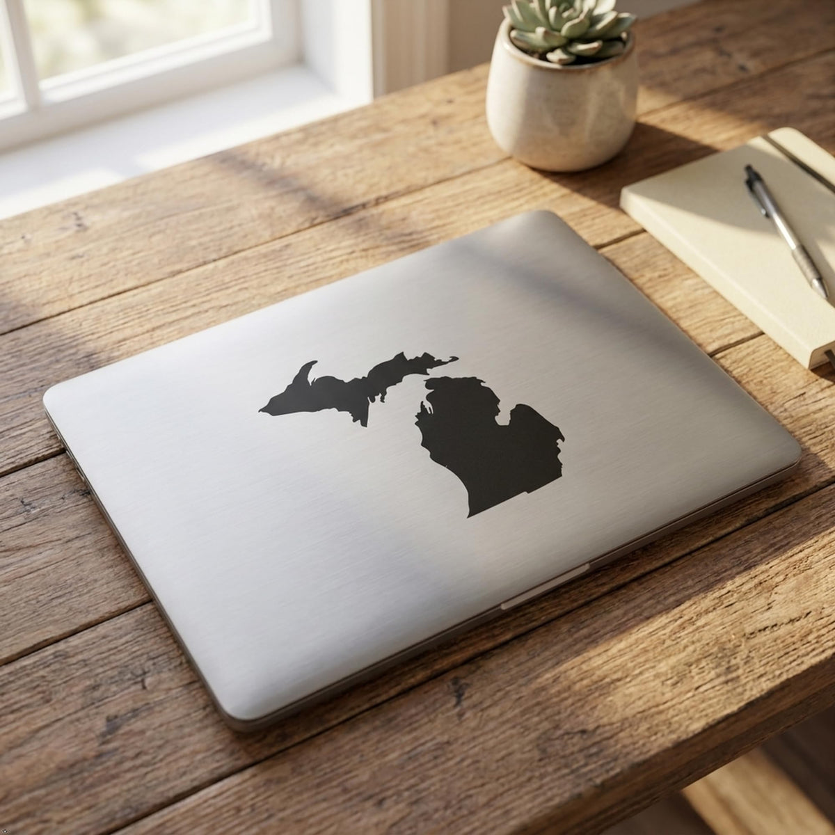 Picniva Black Michigan MI State Map Car Vinyl Decal, 3 in - Color: black - Size: 3 inches