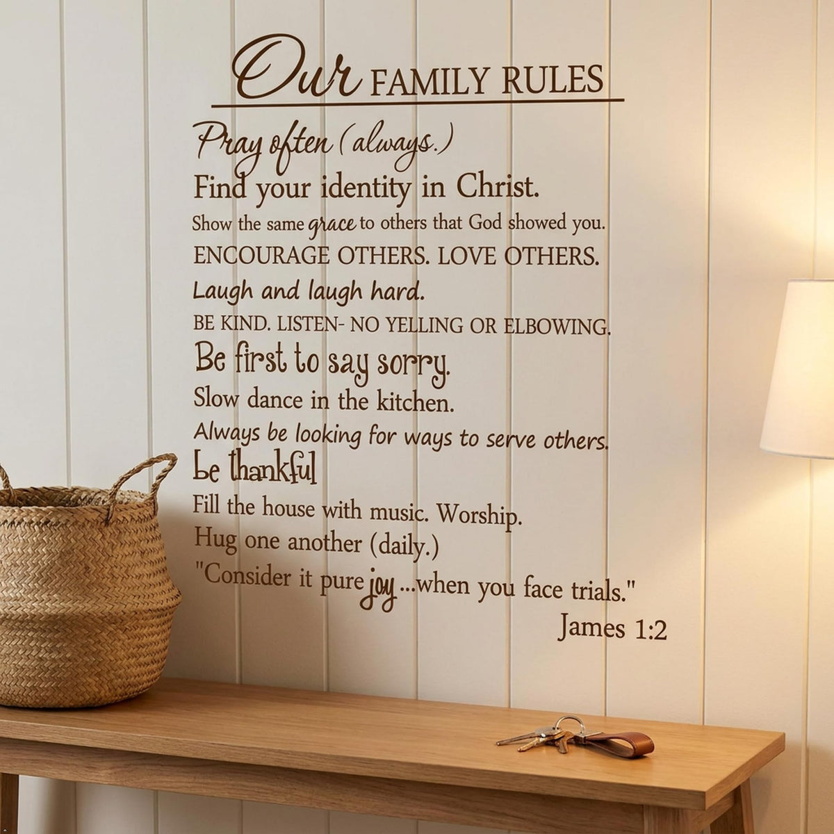 Our Family Rules Vinyl Wall Art Quote Decal Sticker Home Decor (Brown, 30'' Width)