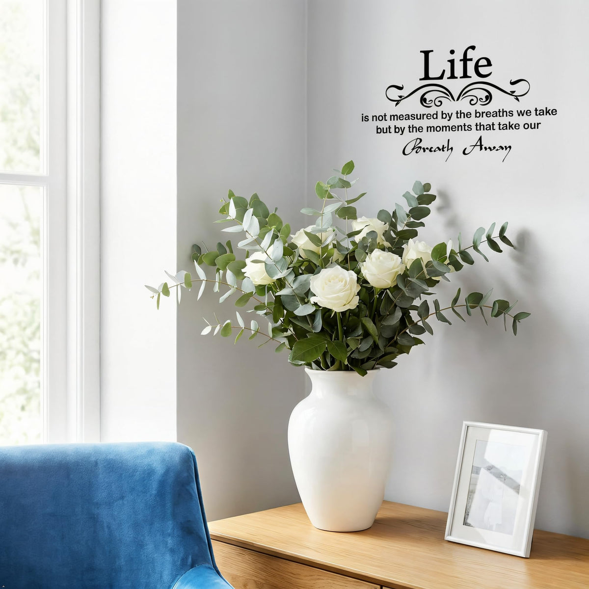 Picniva Life Is Not Measured Quote Vinyl Wall Decal, Black, 22 x 12 in