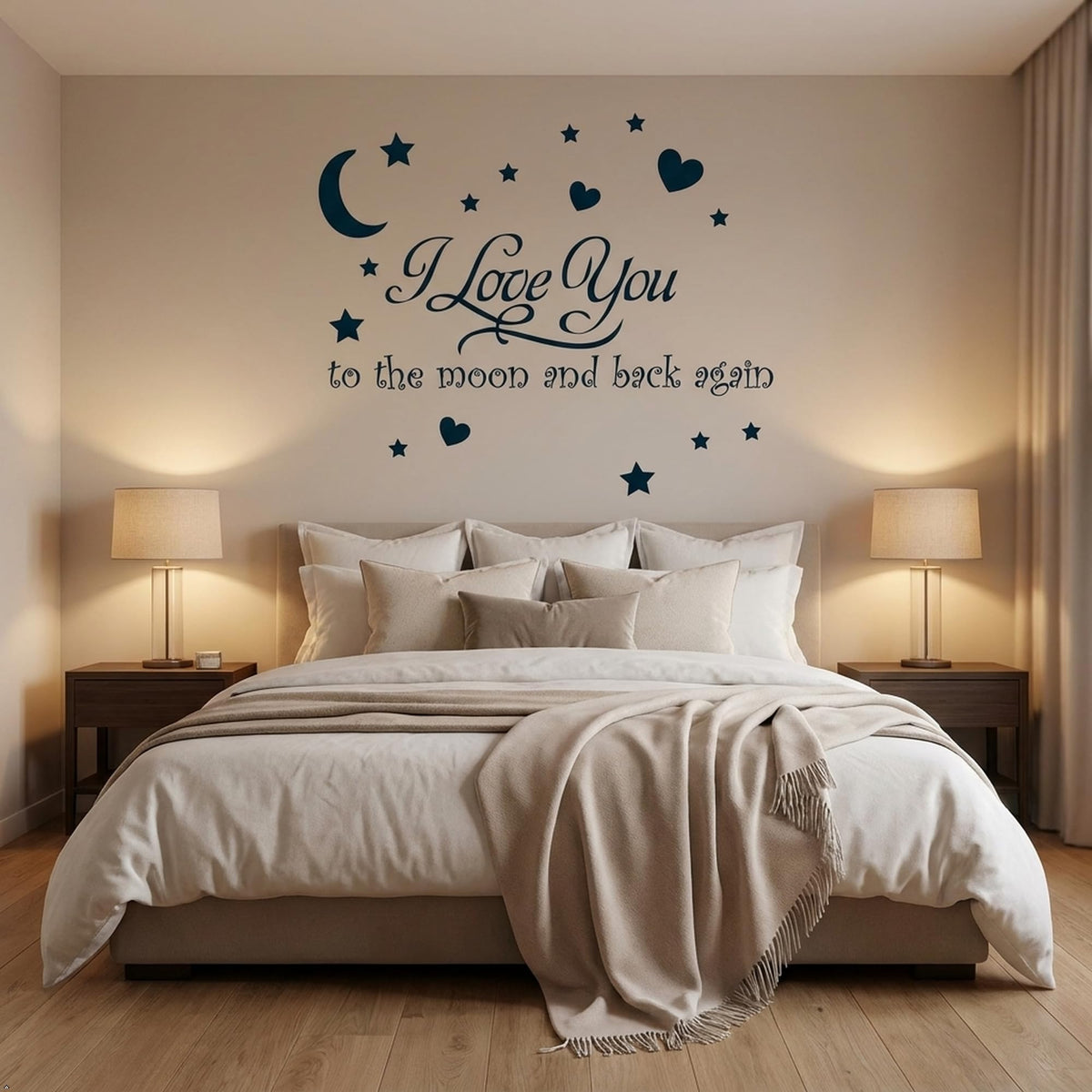 Decaltor Moon and Back Quote Vinyl Wall Decal, Home Decor