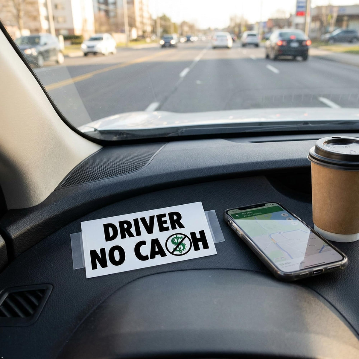 Picniva Driver No Cash Notice Stickers, 5 in, Two Pack