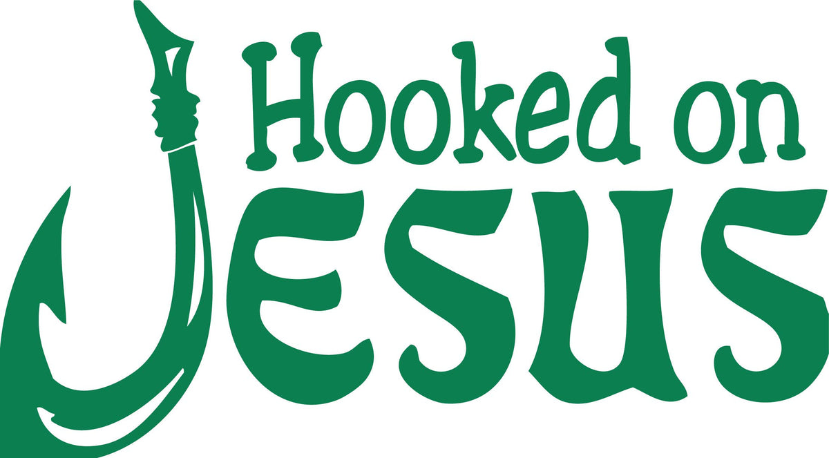 Decaltor Hooked on Jesus Vinyl Decal for Car Window Laptop, 5 in