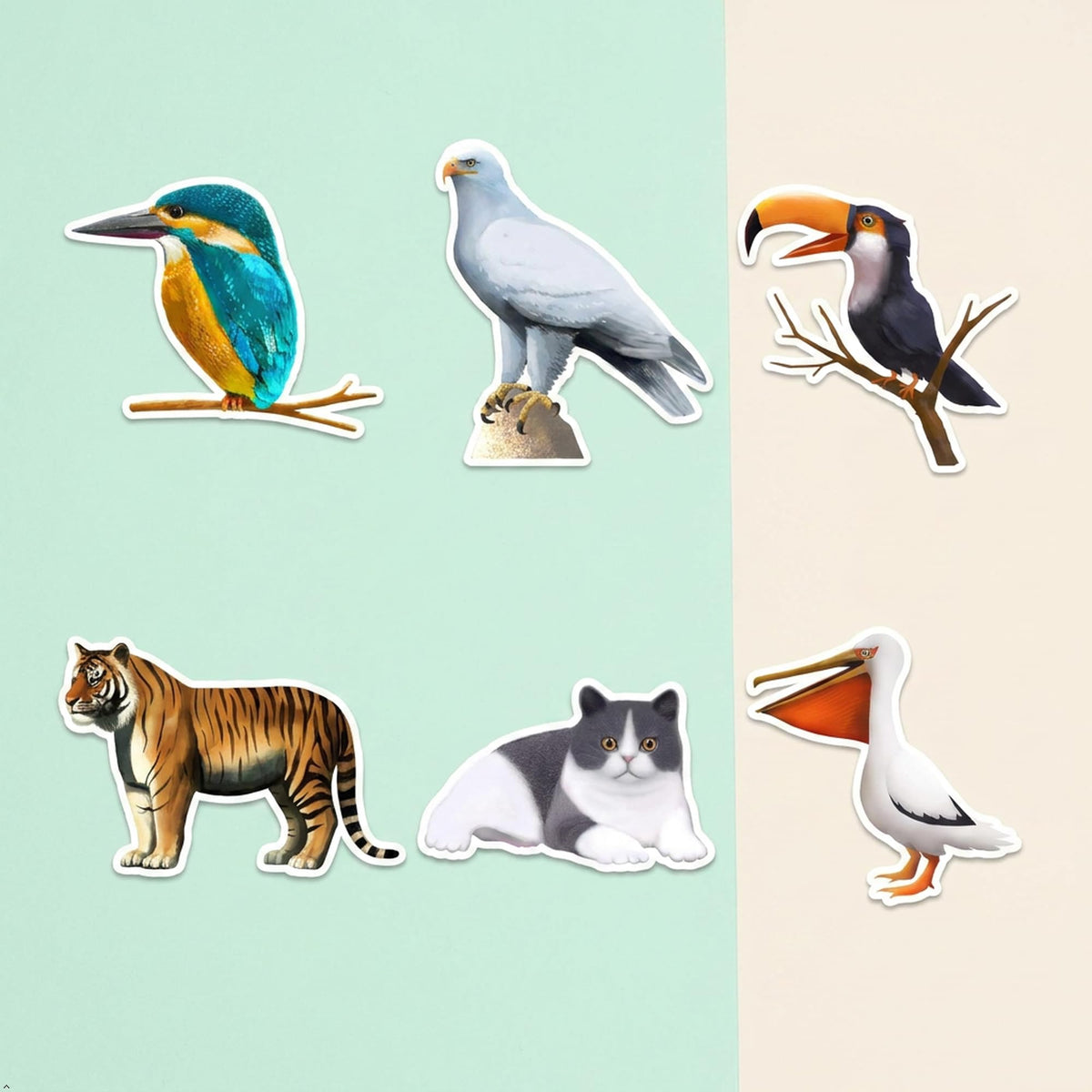 Picniva Baby Animal Wall Decals Peel and Stick Removable Nursery Decor