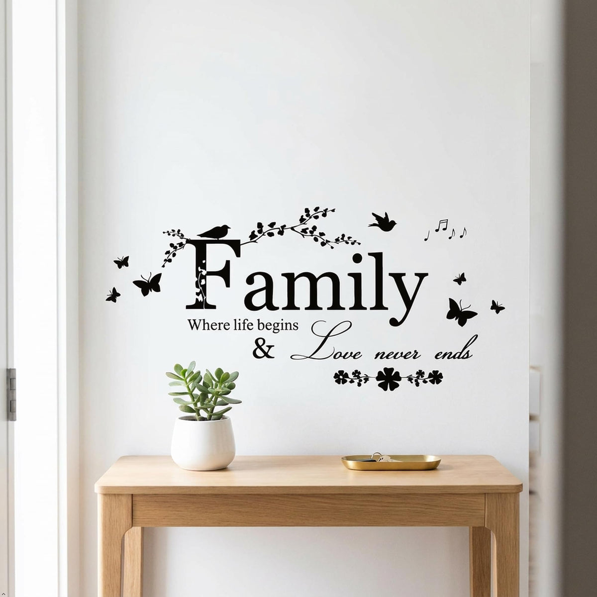 Picniva Family Quote Lettering Vinyl Wall Decal, Black, 22 x 10 inches