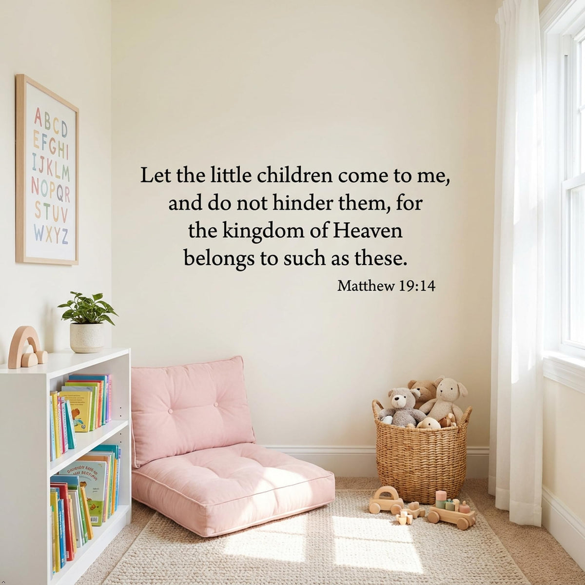 Decaltor Matthew 19:14 Bible Verse Vinyl Wall Decal, Home Decor