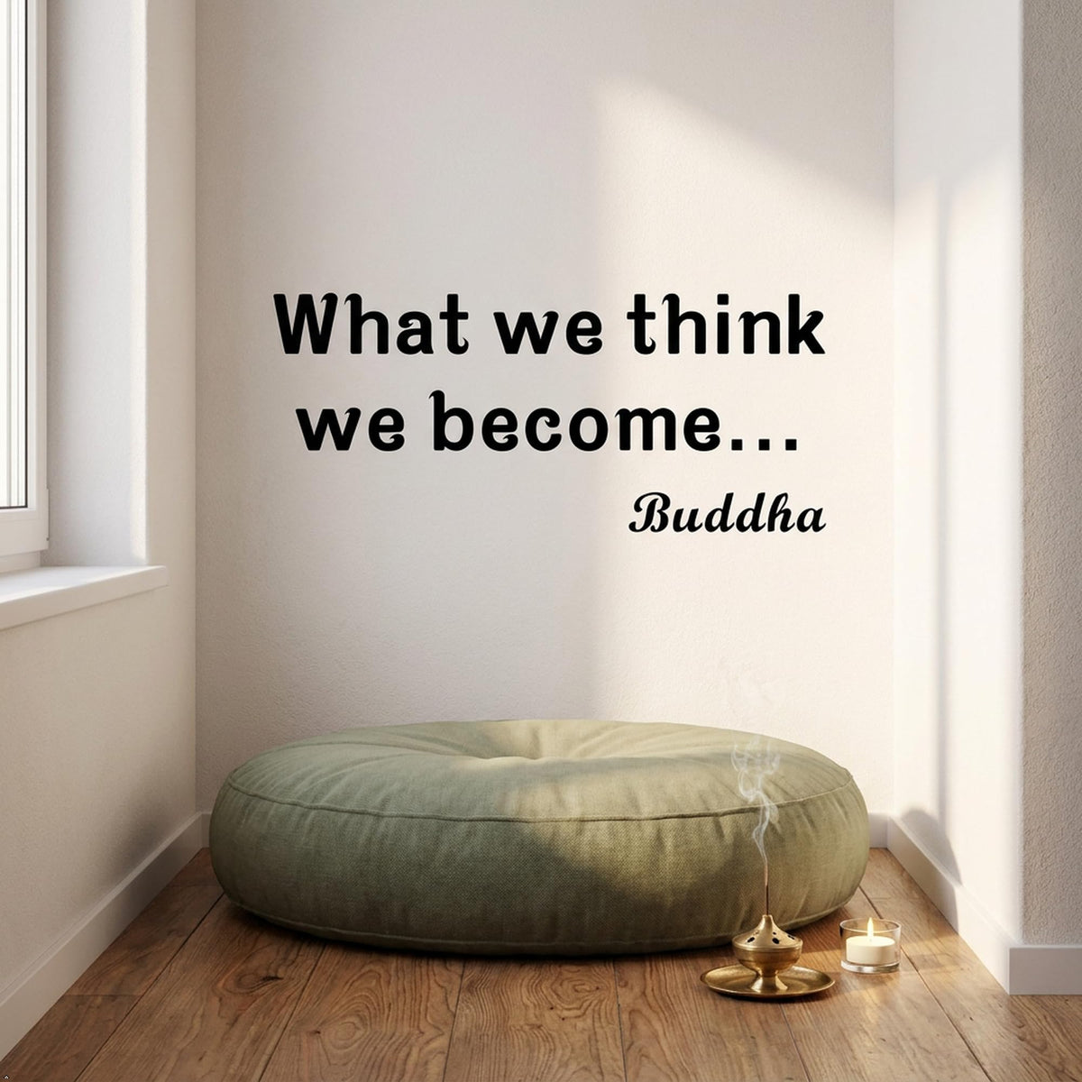 Picniva What We Think Become Buddha Vinyl Wall Decal Quote (Black, 22''Width)