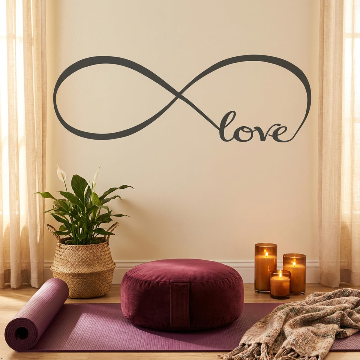 Picniva Infinity Symbol Love Wall Decal, White, 10 x 28 in