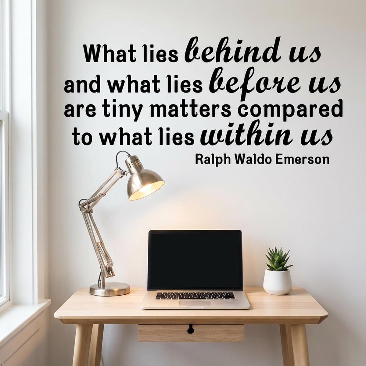 Picniva What Lies Behind Us Wall Quote Decal, Black, 22 x 9.5 in