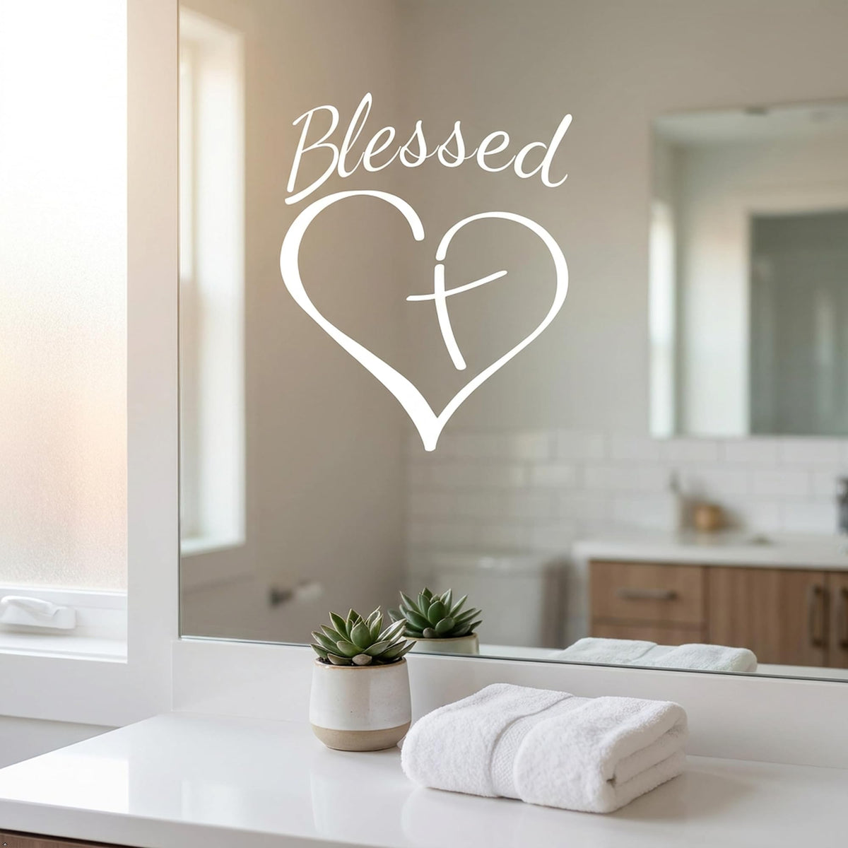 Decaltor Blessed Cross Heart Vinyl Decal