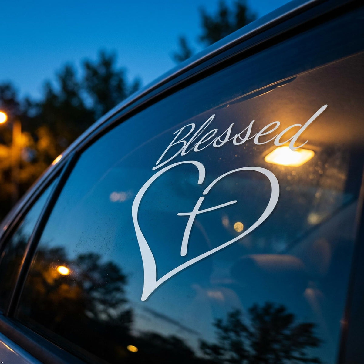 Decaltor Blessed Cross Heart Vinyl Decal