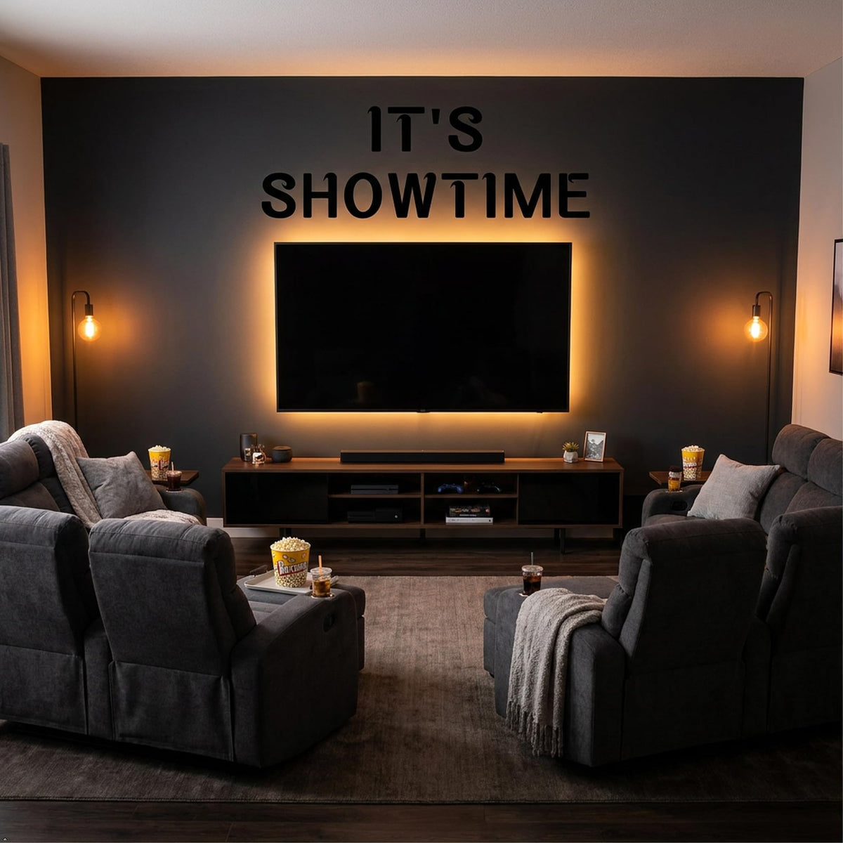 Picniva Its Showtime Vinyl Wall Decal Home Decor (Black, 40''Width)