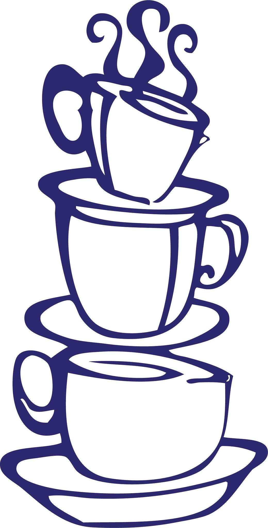 Picniva Coffee Cup Removable Vinyl Kitchen Wall Decal, Purple, 15 x 8 in