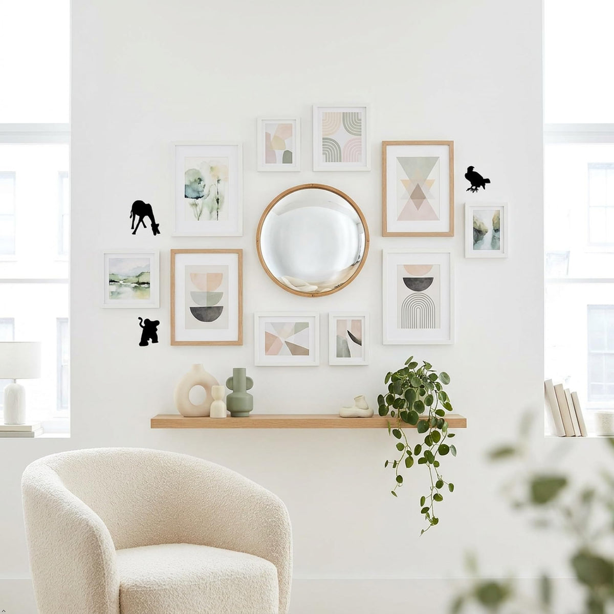 Picniva Safari Baby Animal Wall Decals Black & White Nursery Decor