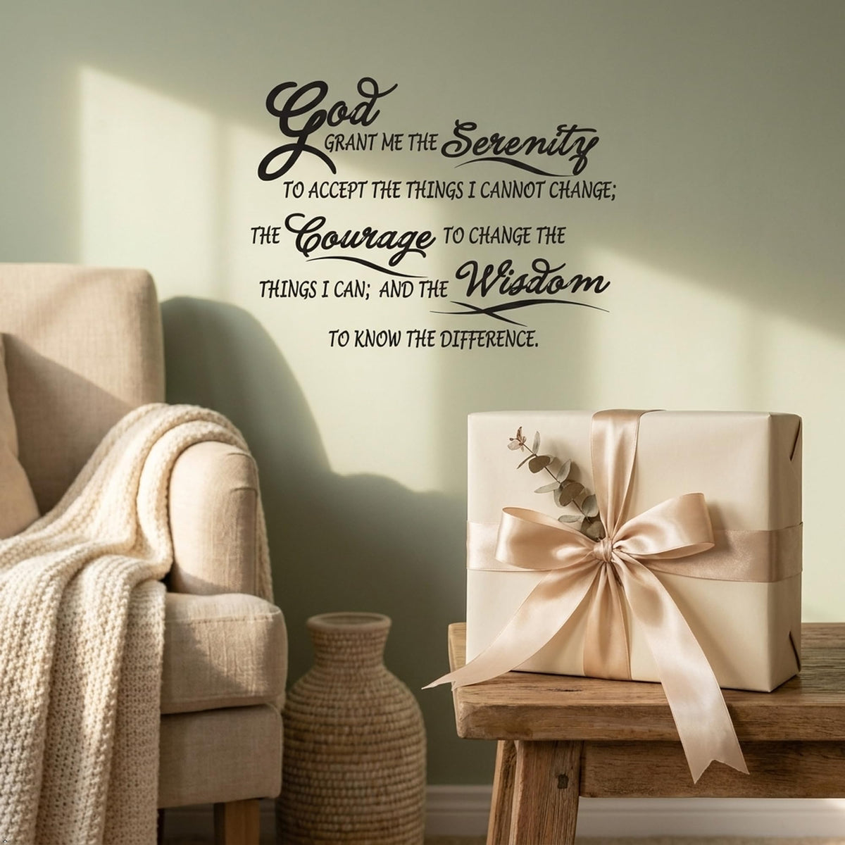 Serenity Prayer Wall Decal, Matte Black, 22.5 x 12 in