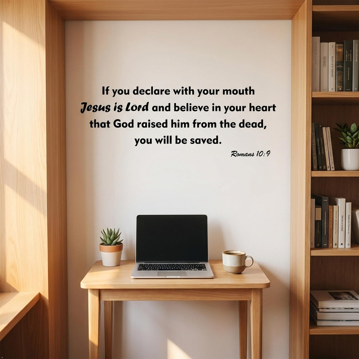 Picniva If You Declare with Your Mouth Jesus Vinyl Wall Decal (Black, 30''Width)