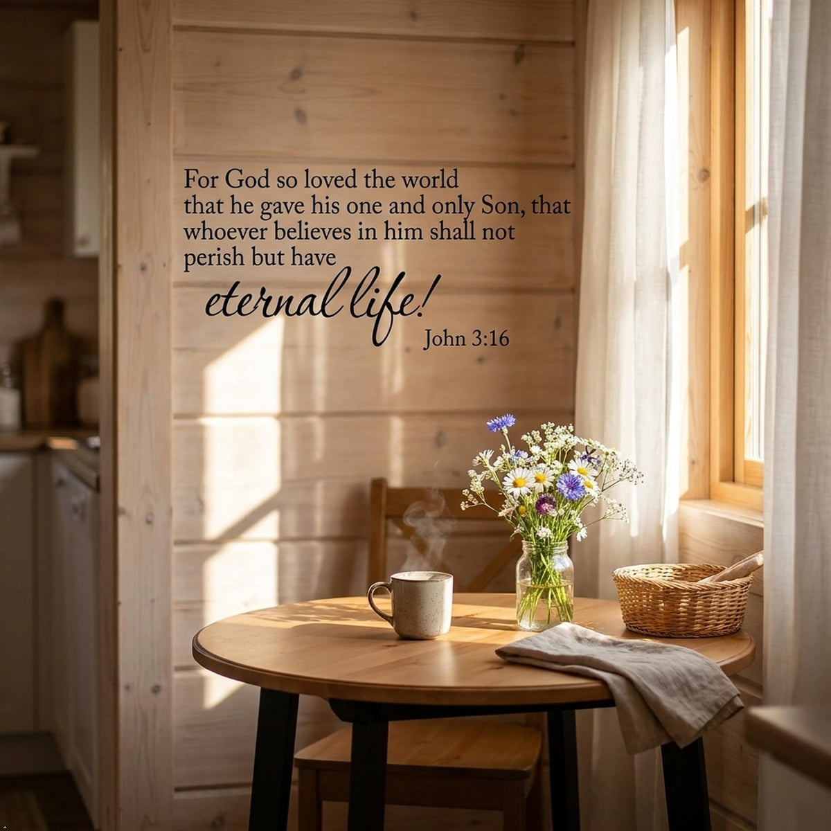 John 3:16 Scripture Vinyl Wall Decal Christian Bible Verse Prayer Decor