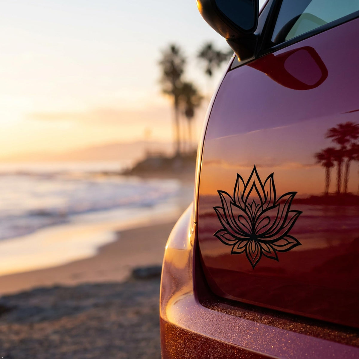 Decaltor Lotus Flower #2 5 in Vinyl Decal Laptop Bumper Wall