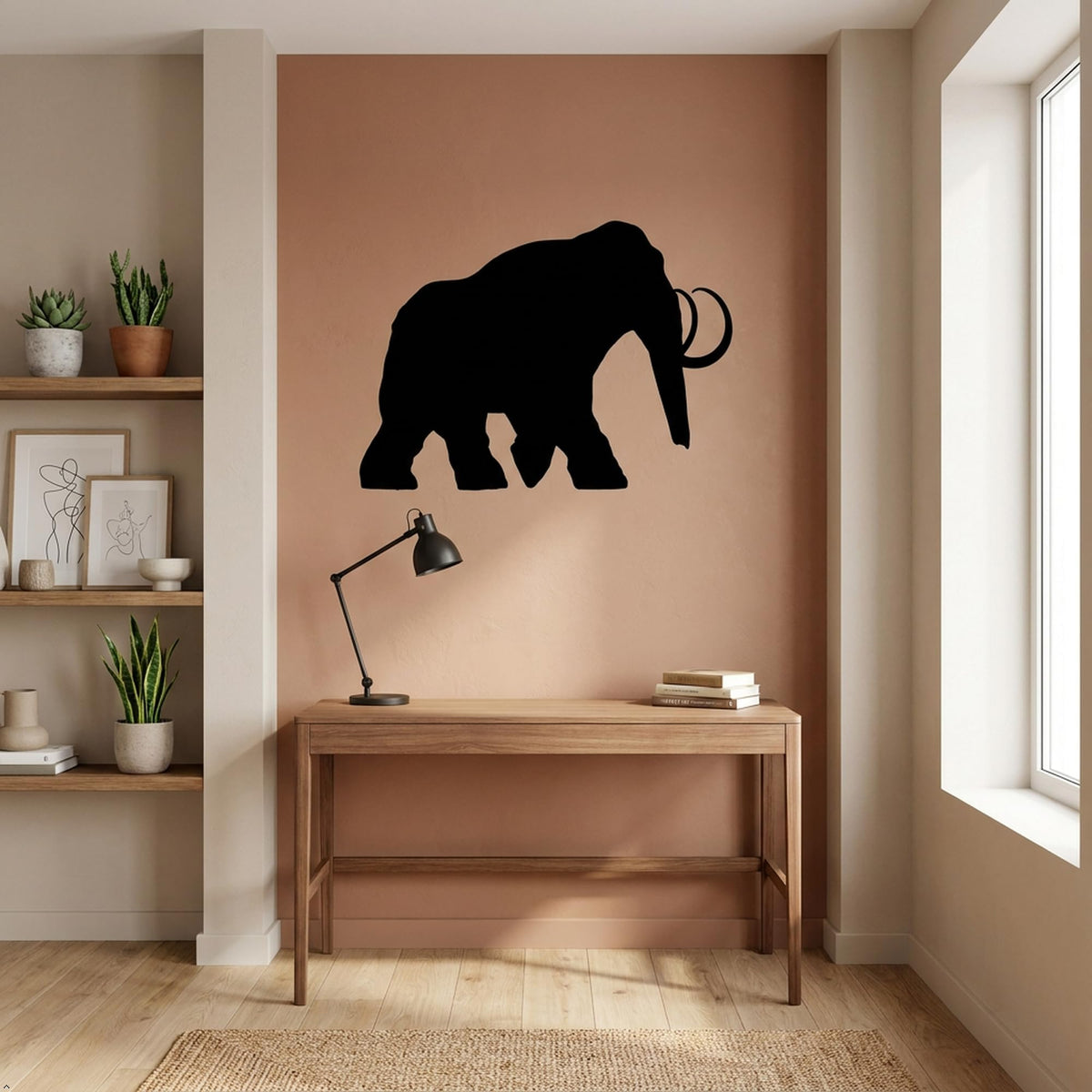 Picniva Mammoth Sty2 Vinyl Wall Decal Removable - Color: Black - Size: 22'' Width