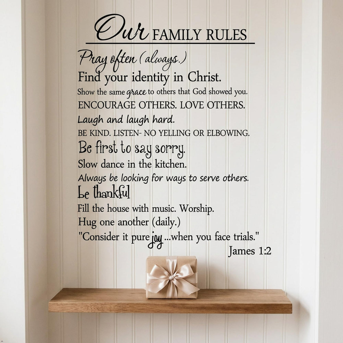 Our Family Rules Vinyl Wall Art Quote Decal Sticker Home Decor (Black, 22'' Width)