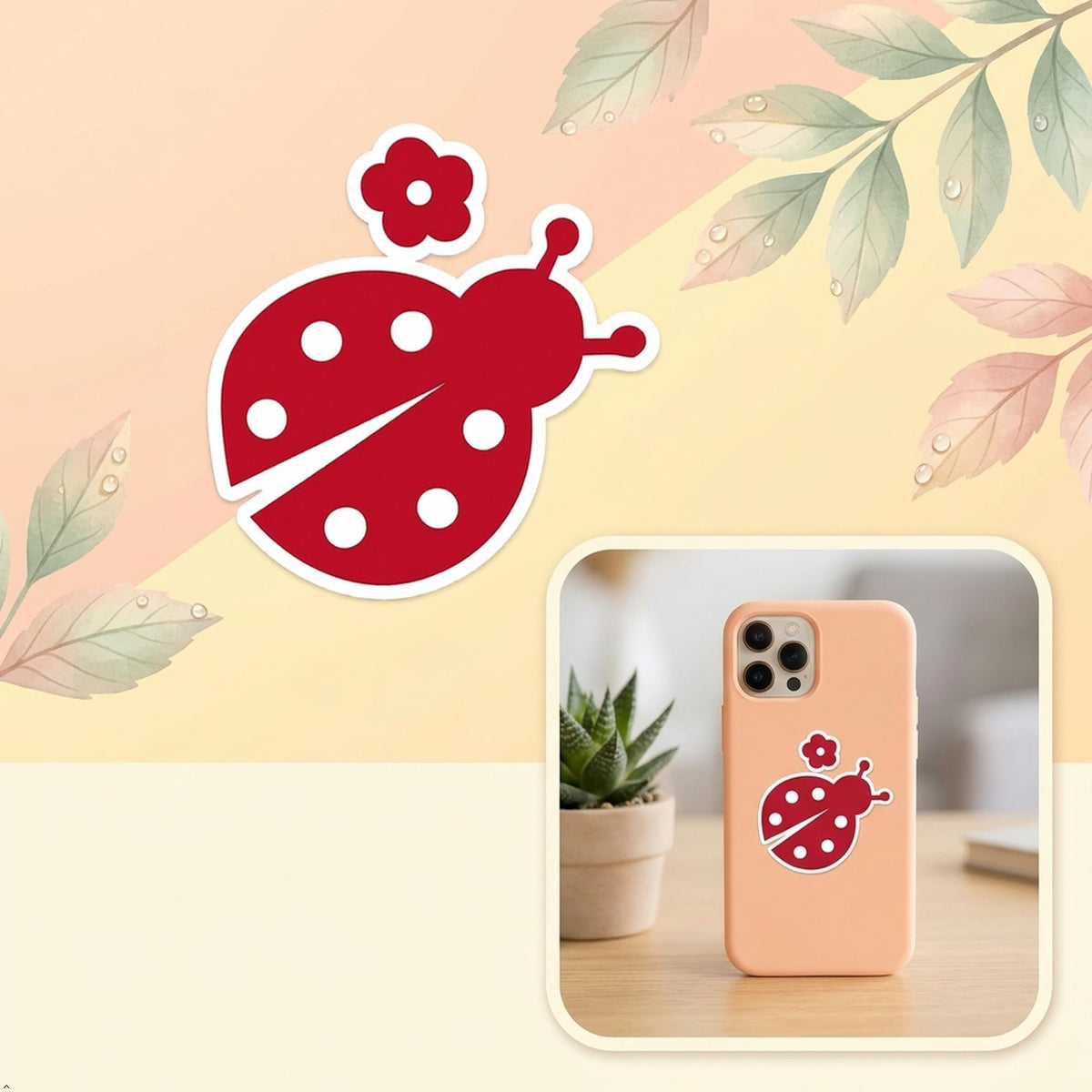 Decaltor Ladybug Vinyl Decal, 5 in, Car Window Sticker