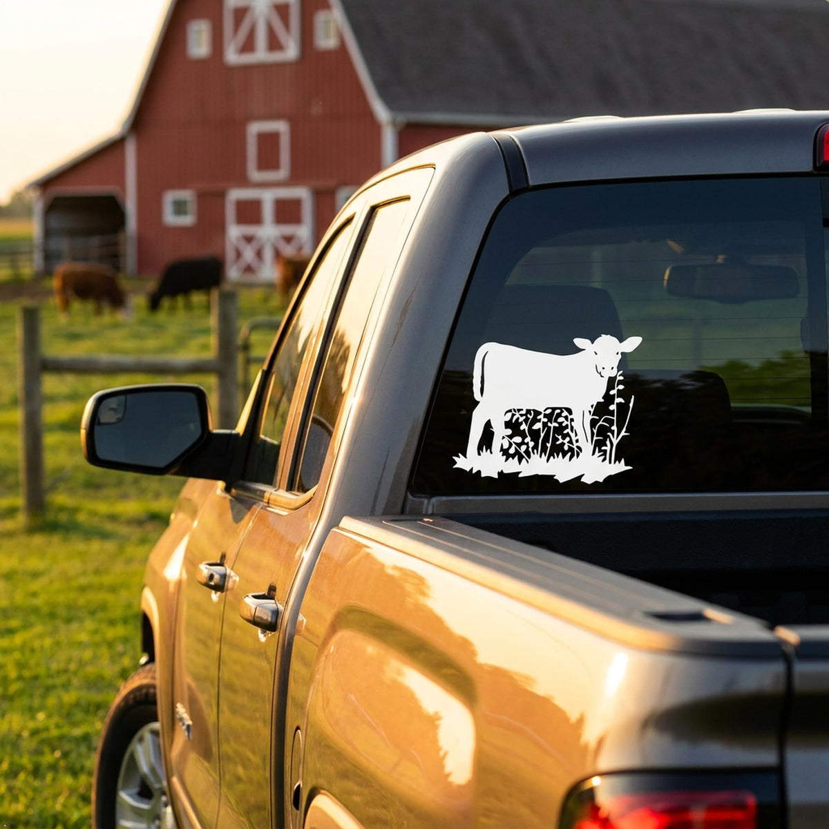 Picniva Cow Sty3 Vinyl Car Window Decal, Approx 5 in