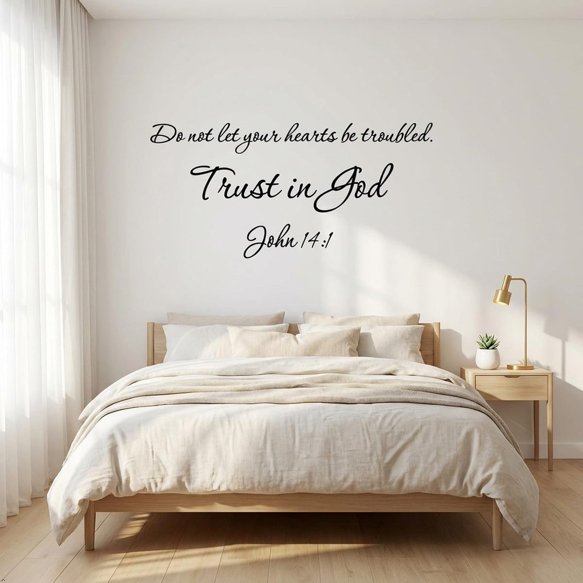 Picniva John 14:1 Bible Verse Wall Decal, Black, 22 x 10 in, Trust God