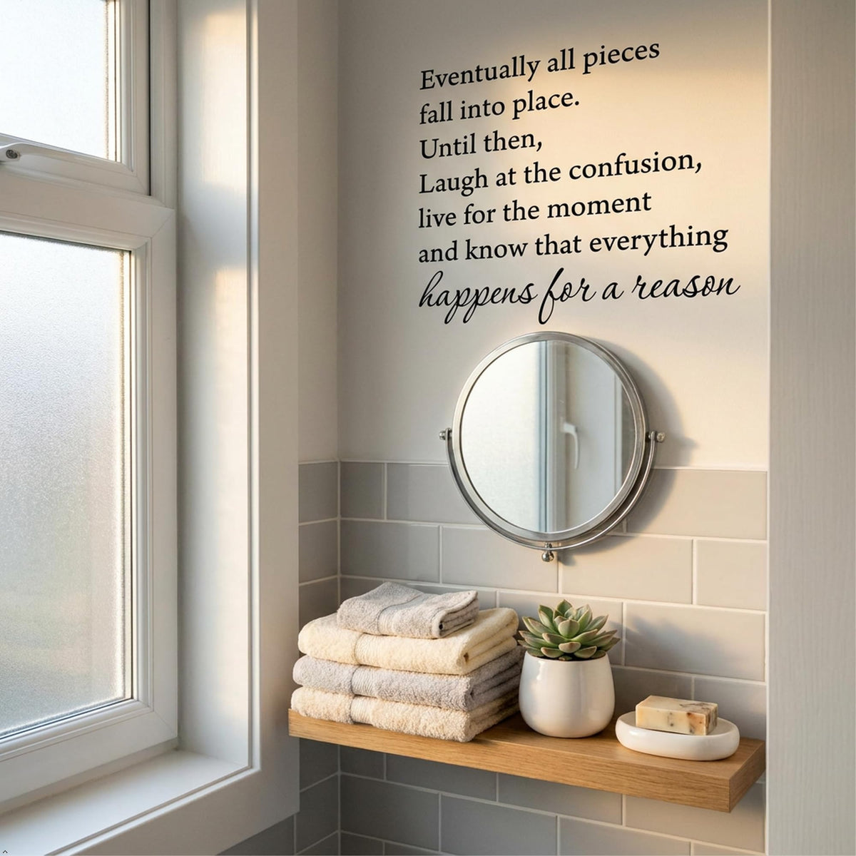 Picniva Eventually All Pieces Fall Into Place Wall Decal, Black, 18 x 22 in
