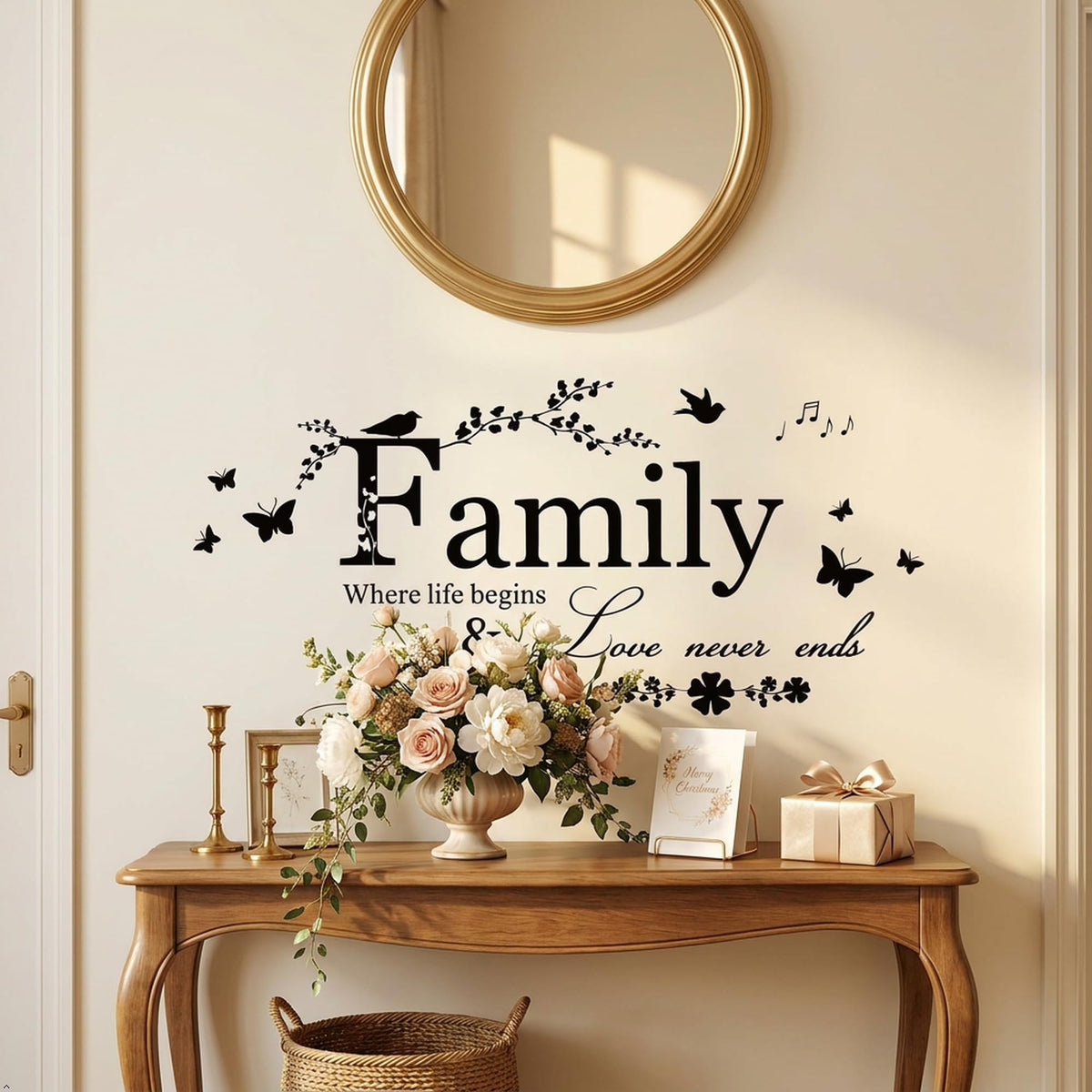 Picniva Family Quote Lettering Vinyl Wall Decal, Black, 22 x 10 inches