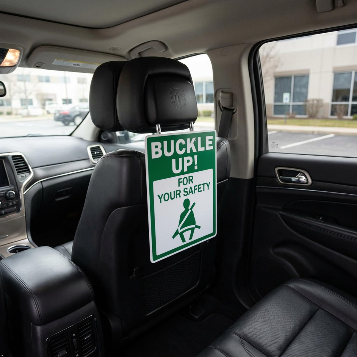 Picniva Buckle Up Safety Sign Decals, 15 in, Two Pack