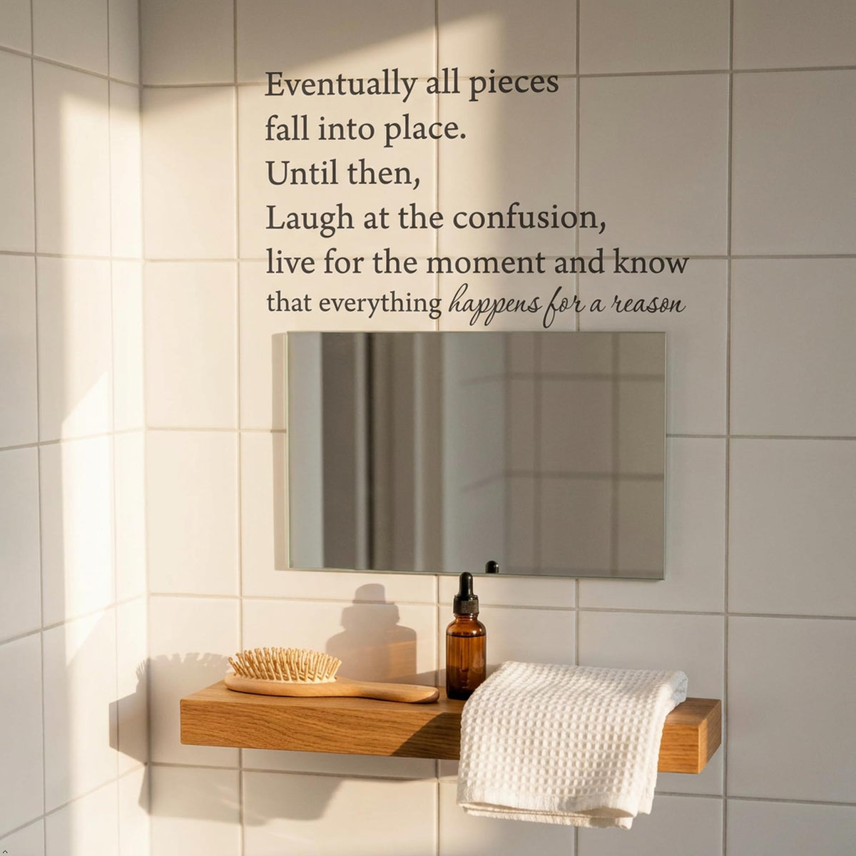 Picniva Eventually All Pieces Fall Into Place Wall Decal, Black, 18 x 22 in