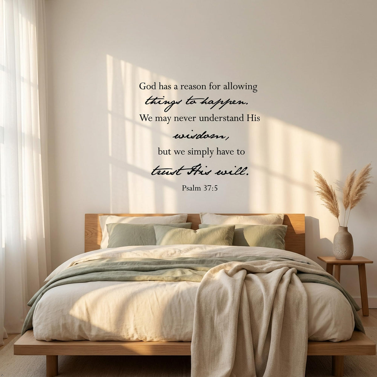 Decaltor Psalm 37:5 Trust His Will Christian Quote Vinyl Wall Decal Decor