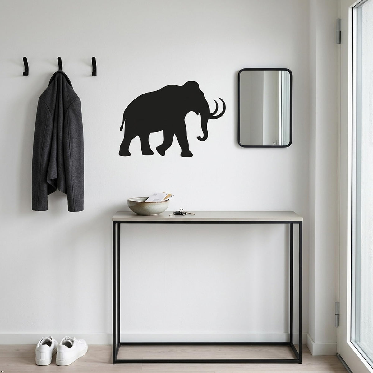 Picniva Mammoth Sty2 Vinyl Wall Decal Removable - Color: Black - Size: 22'' Width