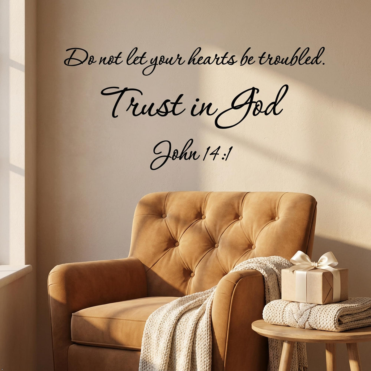 Picniva John 14:1 Bible Verse Wall Decal, Black, 22 x 10 in, Trust God
